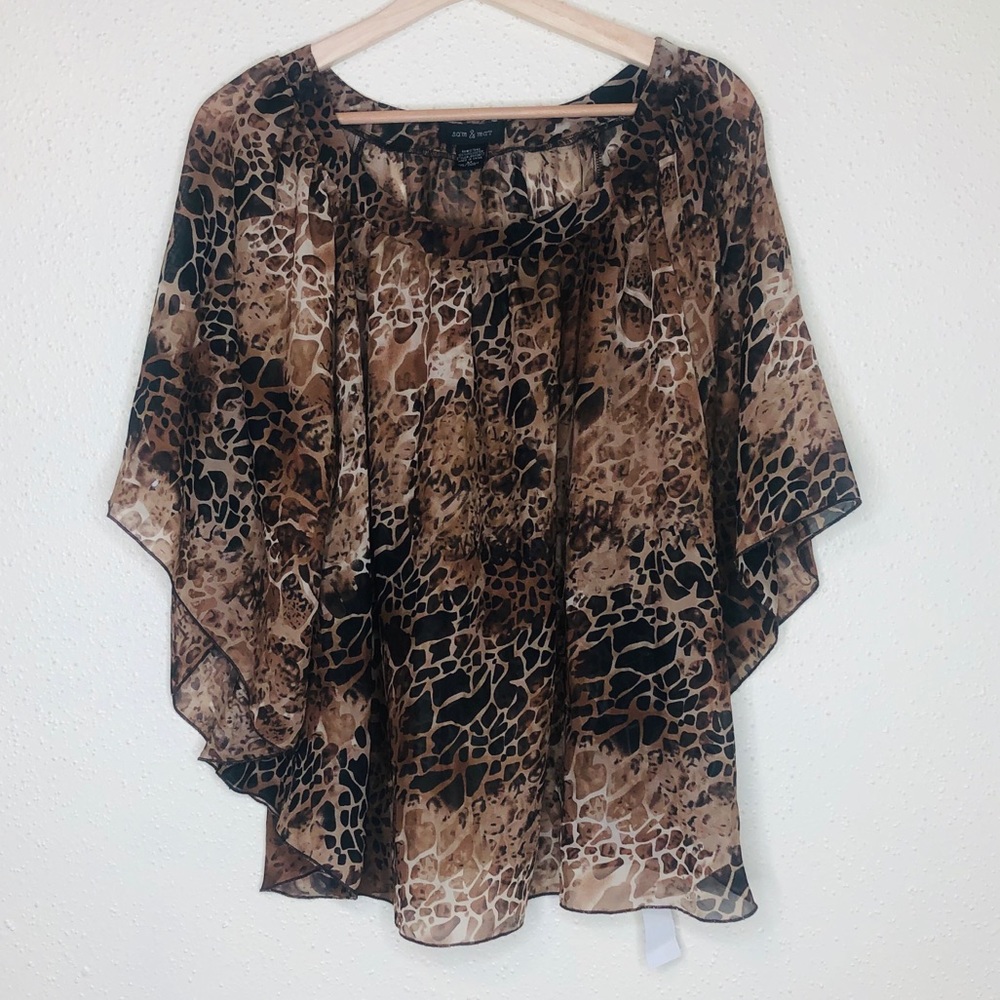 Sam & Max Animal Print Dolman Sleeve Blouse
